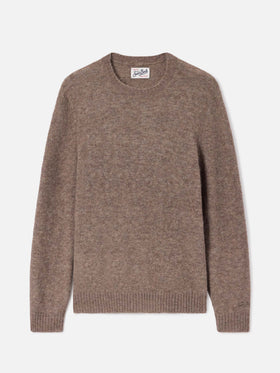 Pull à col rond Regent beige en mélange d’alpaga 