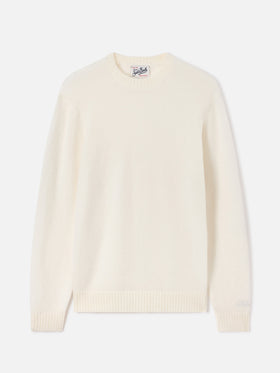 Maglia girocollo Regent bianco panna in misto alpaca
