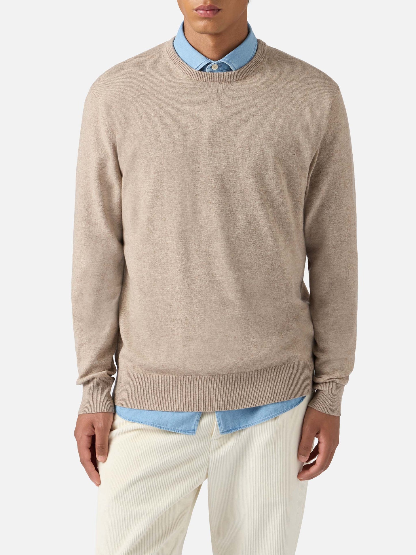 Regent-Pullover in Khaki aus Merinowolle und Kaschmir