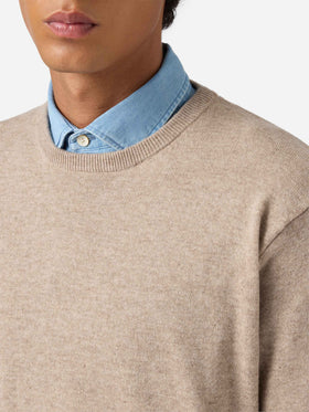 Regent-Pullover in Khaki aus Merinowolle und Kaschmir
