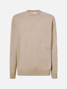 Regent-Pullover in Khaki aus Merinowolle und Kaschmir