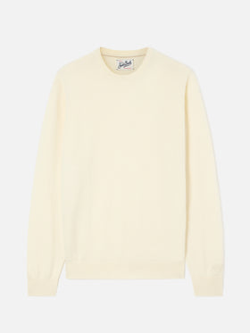 Off white Regent merino wool and cashmere blend crewneck