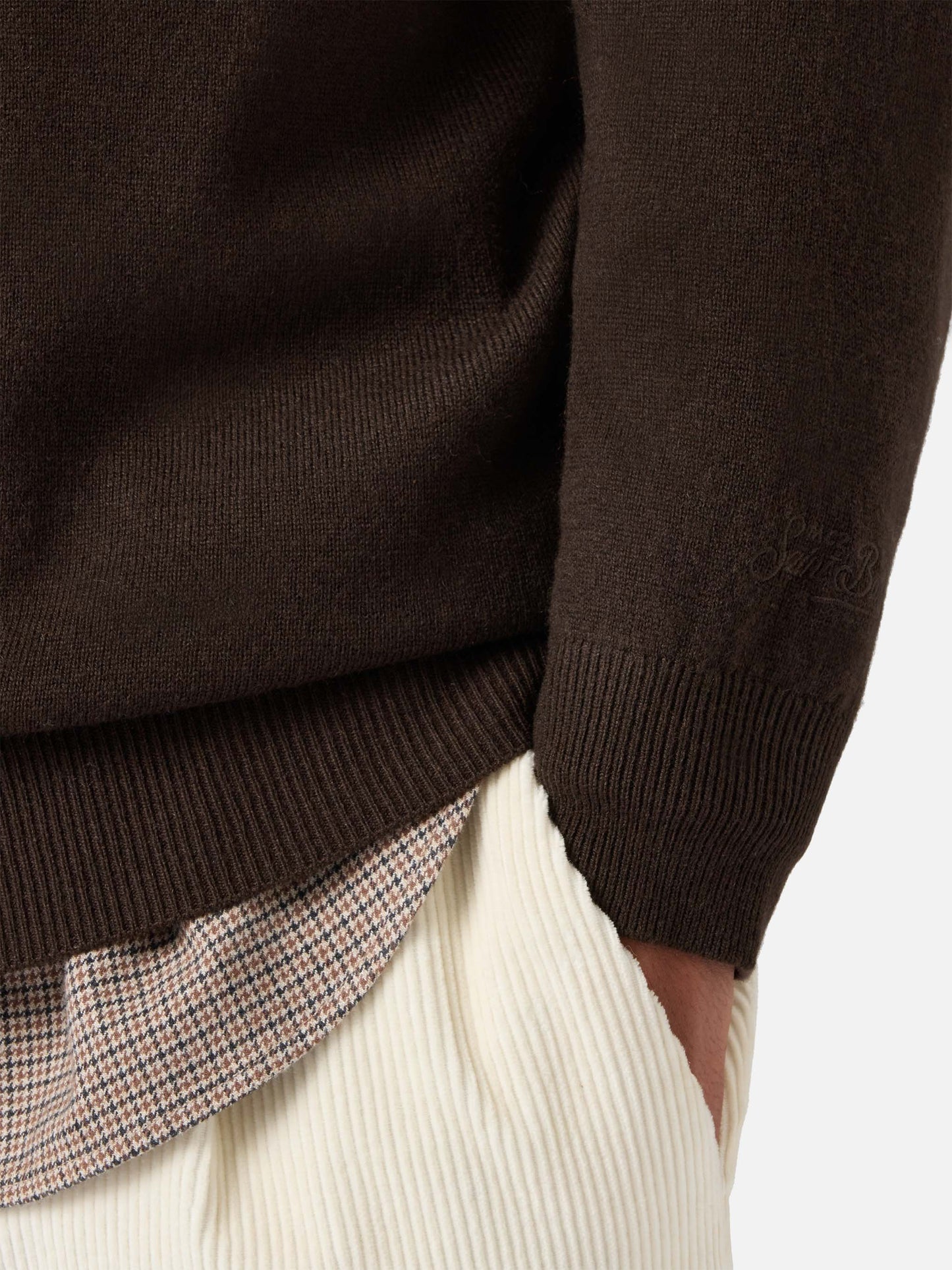Regent-Pullover aus brauner Merinowolle und Kaschmir
