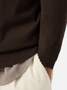 Regent-Pullover aus brauner Merinowolle und Kaschmir