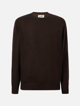 Regent-Pullover aus brauner Merinowolle und Kaschmir