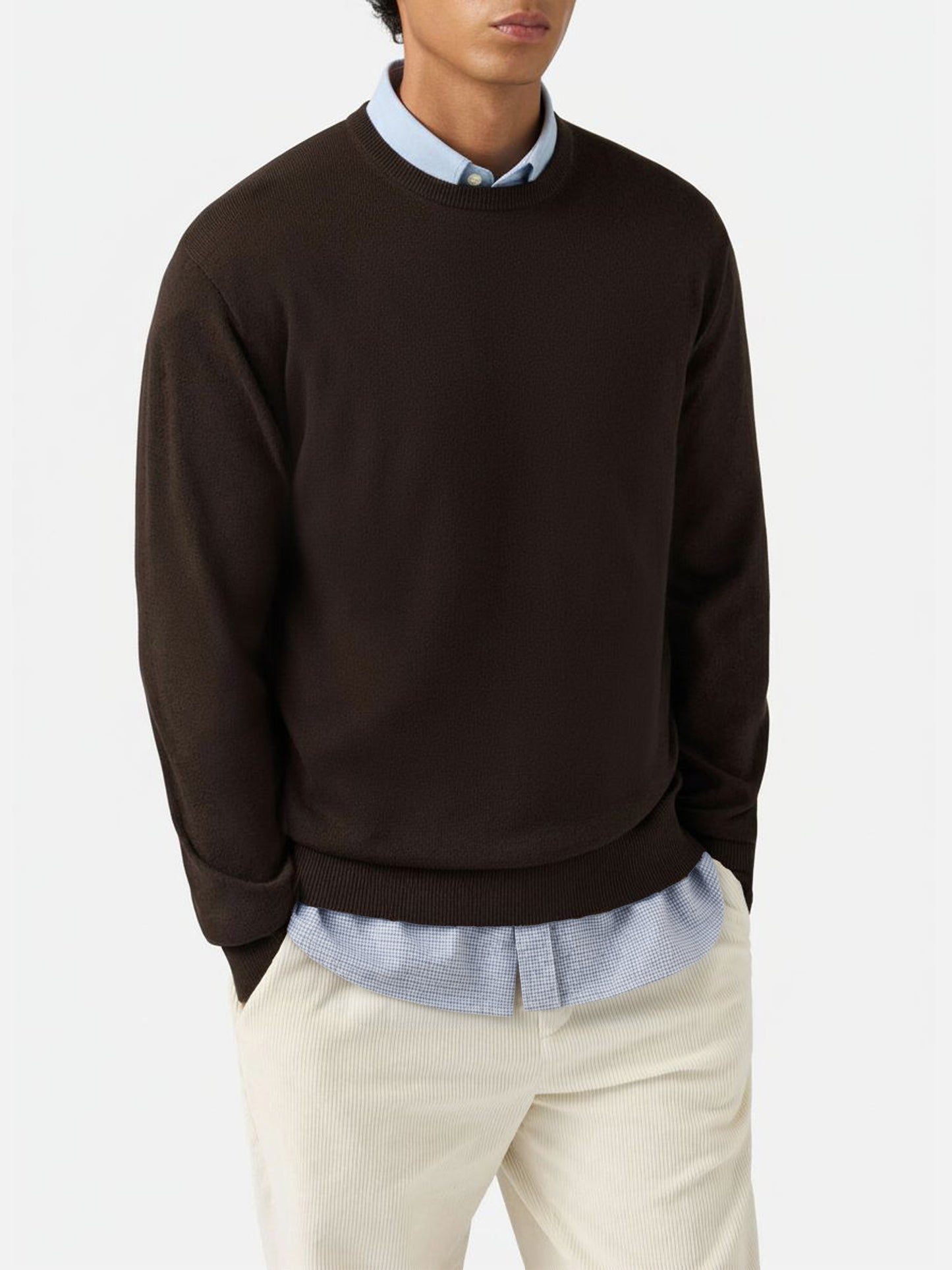 Regent-Pullover aus brauner Merinowolle und Kaschmir