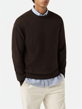 Regent-Pullover aus brauner Merinowolle und Kaschmir