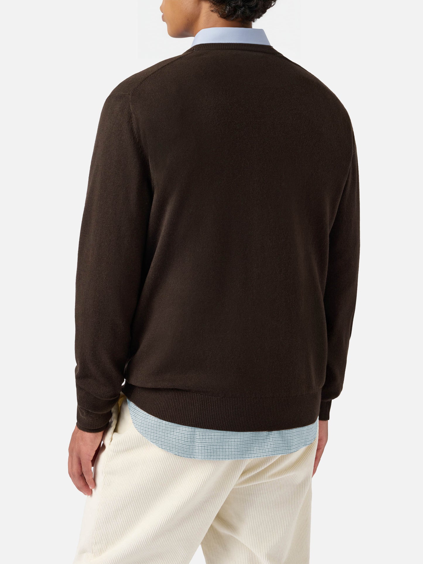 Regent-Pullover aus brauner Merinowolle und Kaschmir