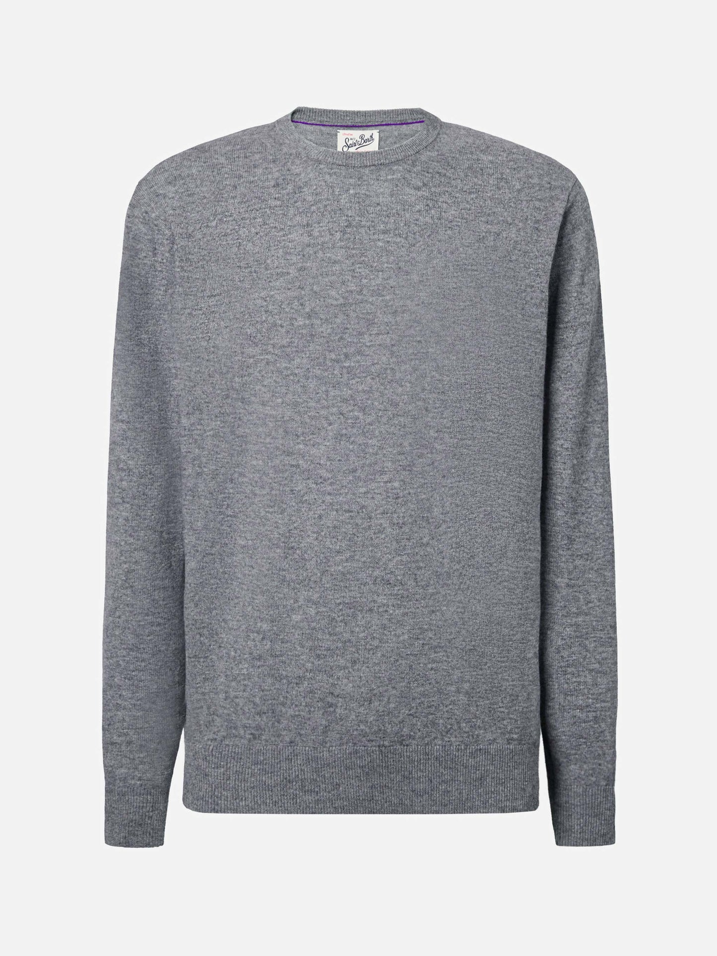 Regent-Pullover aus melierter grauer Merinowolle und Kaschmir