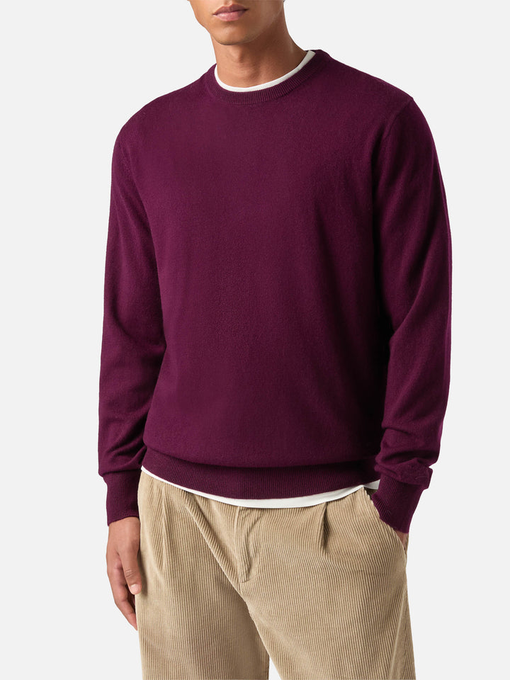 Burgundy Regent merino wool and cashmere blend crewneck