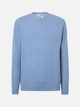Regent-Pullover aus staubigem Blau, Merinowolle und Kaschmir