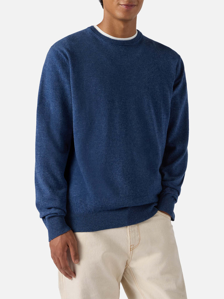 Regent sweater in denim blue MERINO WOOL and CASHMERE