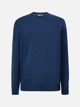 Regent-Pullover in Denimblau aus Merinowolle und Kaschmir
