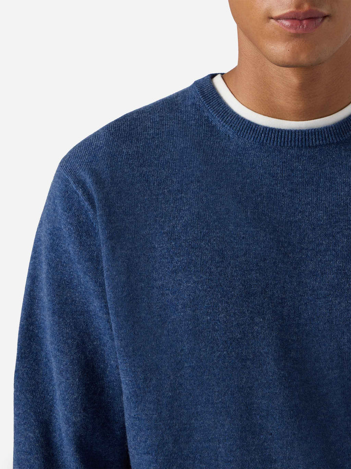 Regent sweater in denim blue MERINO WOOL and CASHMERE