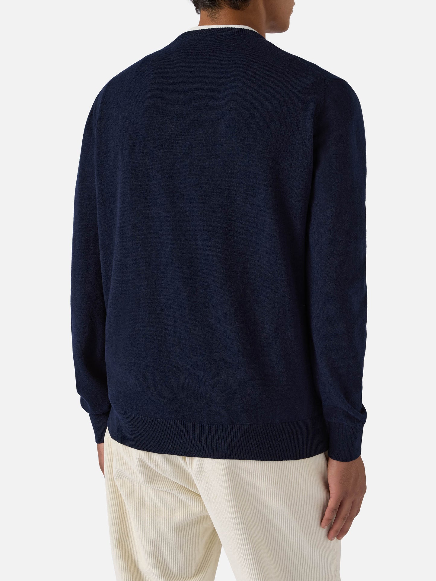 Regent-Pullover aus marineblauer Merinowolle und Kaschmir