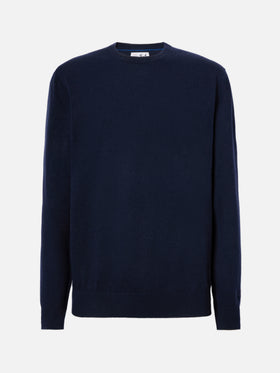 Regent-Pullover aus marineblauer Merinowolle und Kaschmir