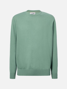 Regent-Pullover in Salbeigrün aus Merinowolle und Kaschmir