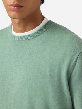 Regent-Pullover in Salbeigrün aus Merinowolle und Kaschmir