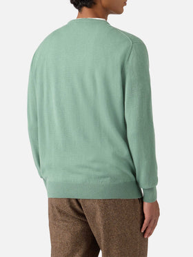Regent-Pullover in Salbeigrün aus Merinowolle und Kaschmir