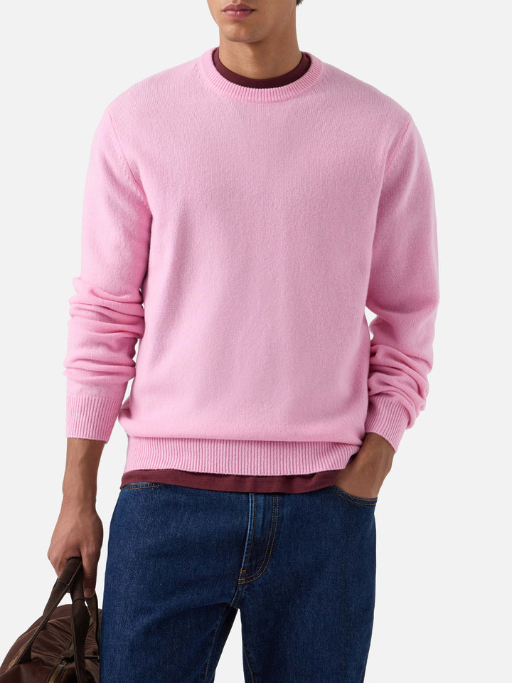 Jersey de cuello redondo Pink Regent en lana de cordero 