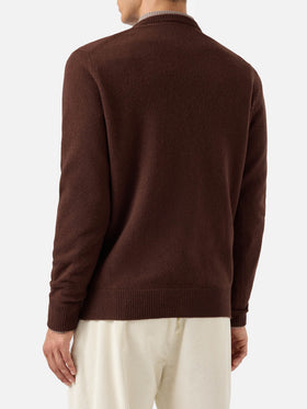 Regent Pullover aus 100 % Lammwolle in Braun