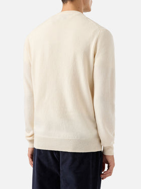 Regent Pullover aus 100 % Lammwolle in Weiß