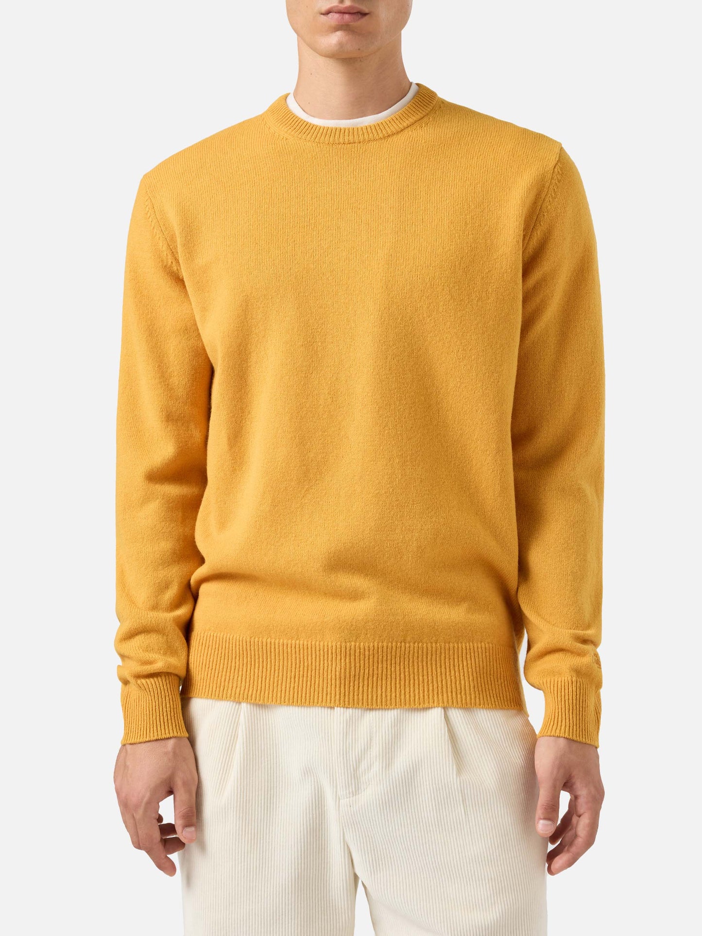 Regent Pullover aus 100 % Lammwolle in Ockergelb