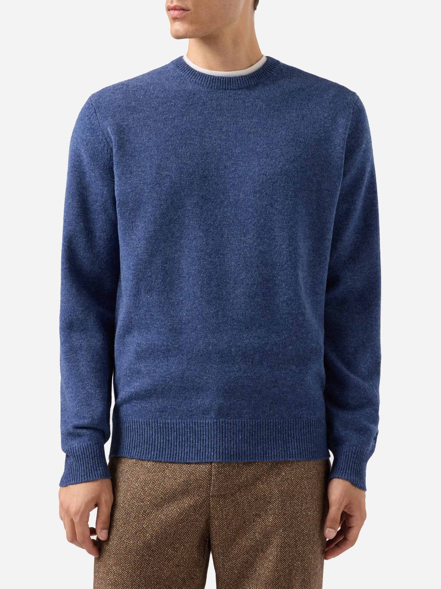 Regent Pullover aus 100 % Lammwolle in blauem Denim