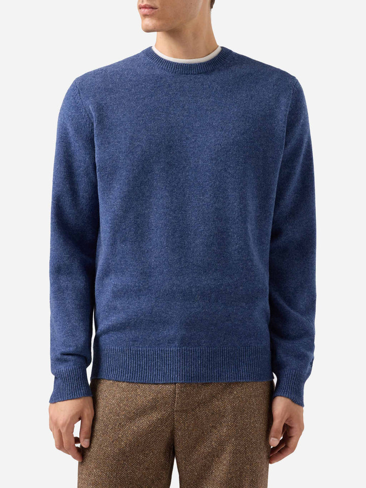Regent Pullover aus 100 % Lammwolle in blauem Denim