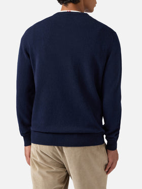 Regent Pullover aus 100 % Lammwolle in Nachtblau