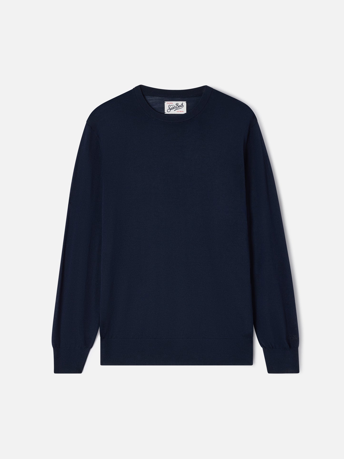 Crewneck Regent in navy blue Merino