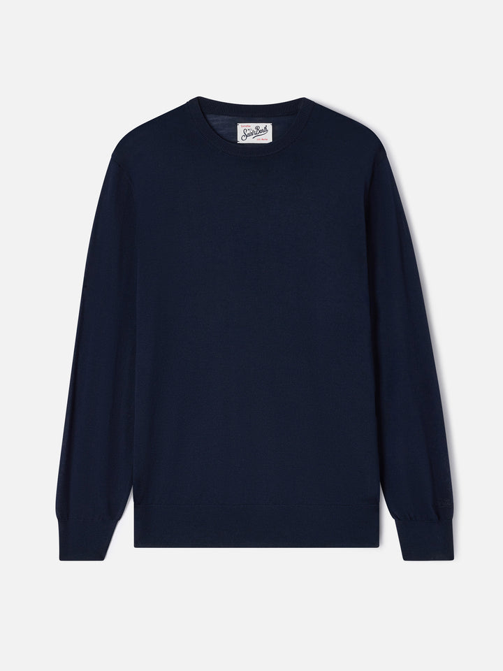 Navy blue Regent merino wool crewneck