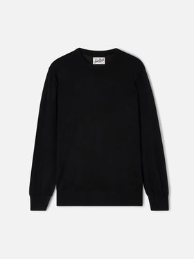 Jersey de cuello redondo Regent en Merino negro 