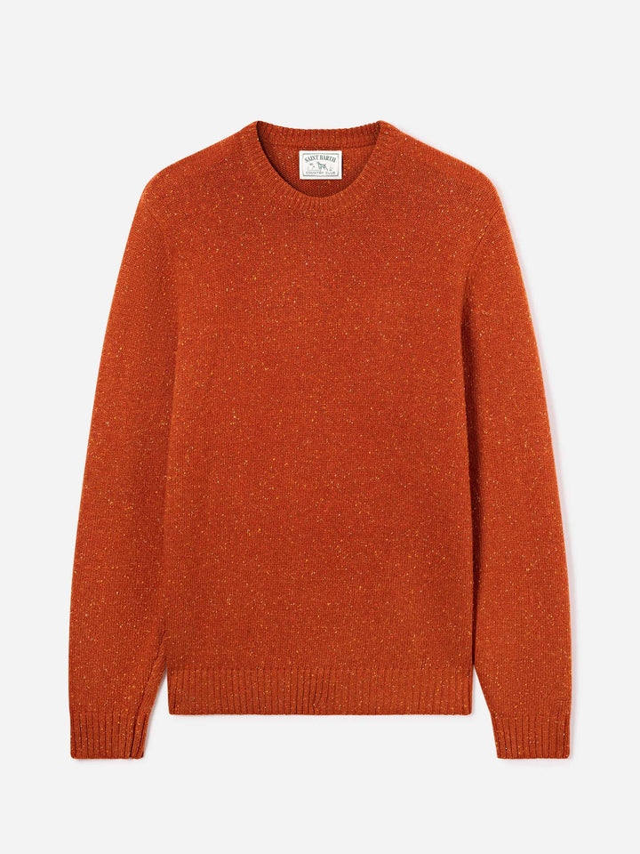 Jersey de cuello redondo de punto Donegal en mezcla de lana Orange Regent 