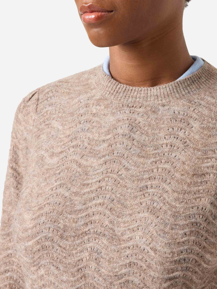 Jersey de cuello redondo Nut Marienne en suave mezcla de lana de alpaca con punto ondulado 