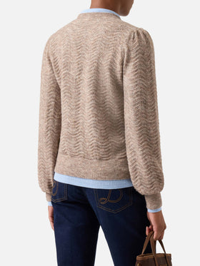 Jersey de cuello redondo Nut Marienne en suave mezcla de lana de alpaca con punto ondulado 