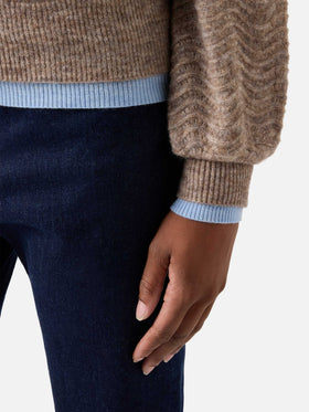 Jersey de cuello redondo Nut Marienne en suave mezcla de lana de alpaca con punto ondulado 