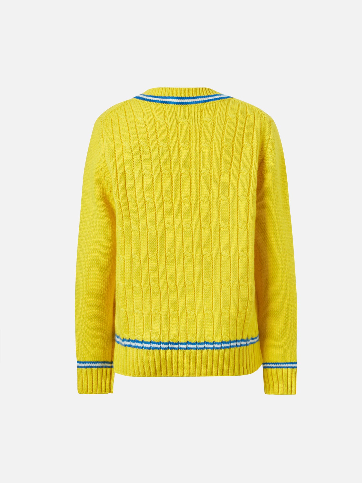 Maglione a trecce con scollo a V Roger Jr con patch SB