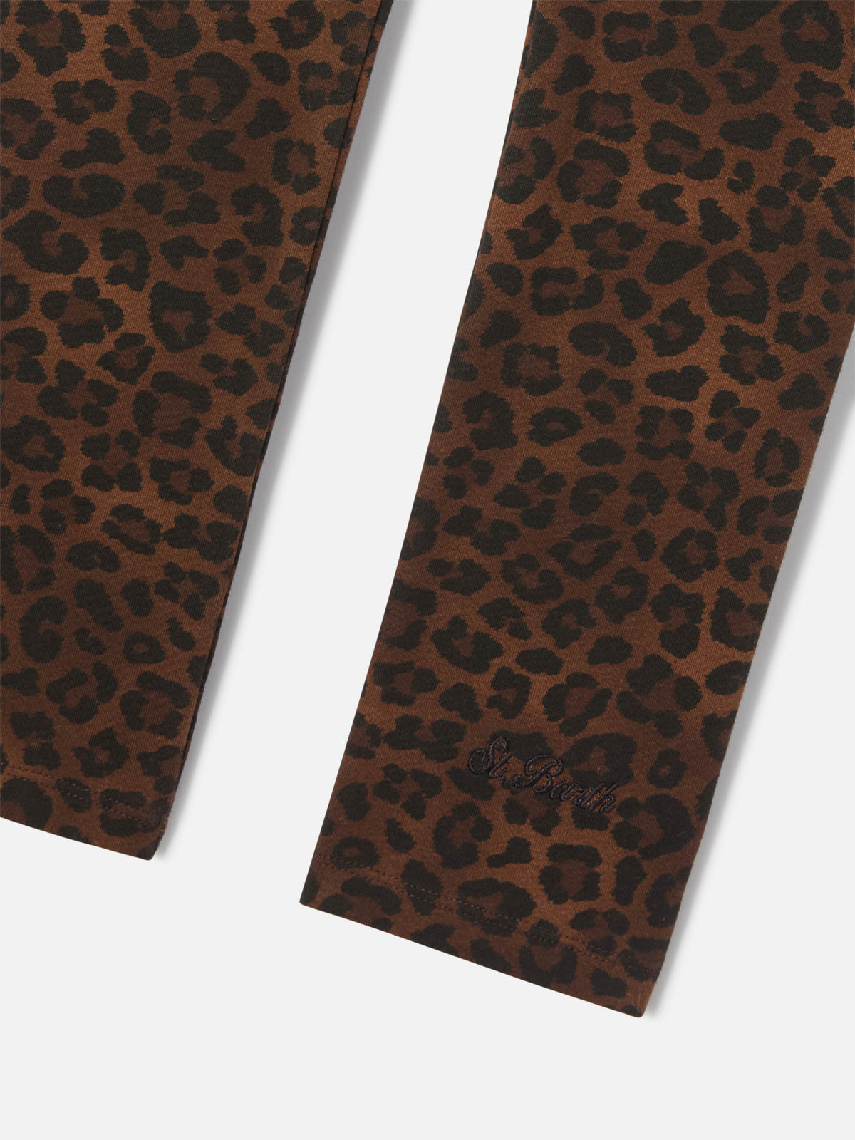 Brown Rosy cotton leggings with leopard print