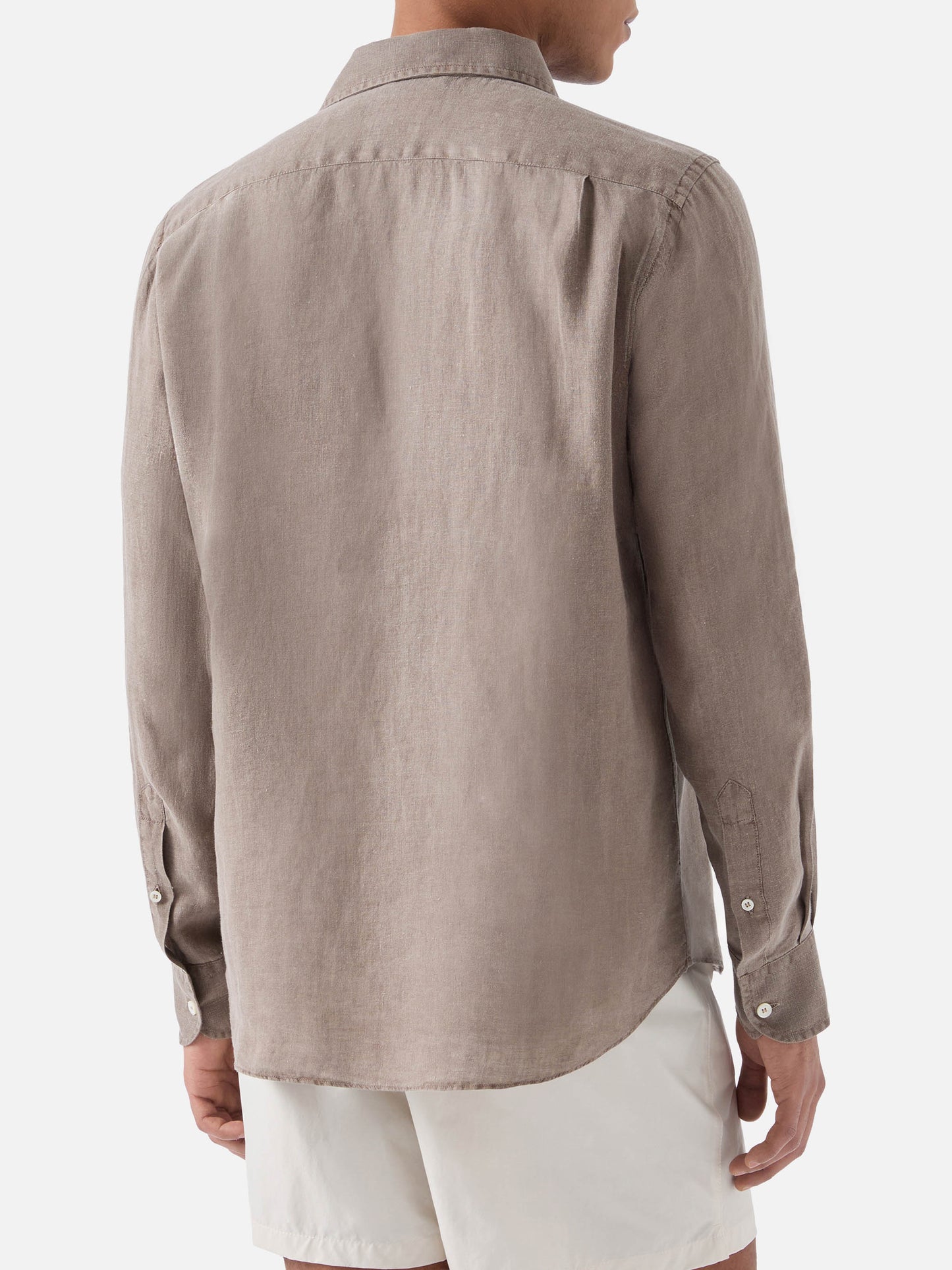 Camicia Raphael in puro lino marrone con tintura minerale
