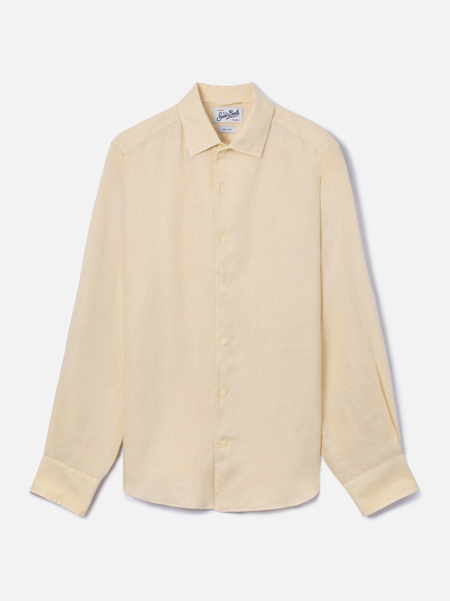 Chemise Raphael beige en lin avec teinture en pièce minérale 