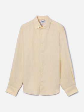 Chemise Raphael beige en lin avec teinture en pièce minérale 