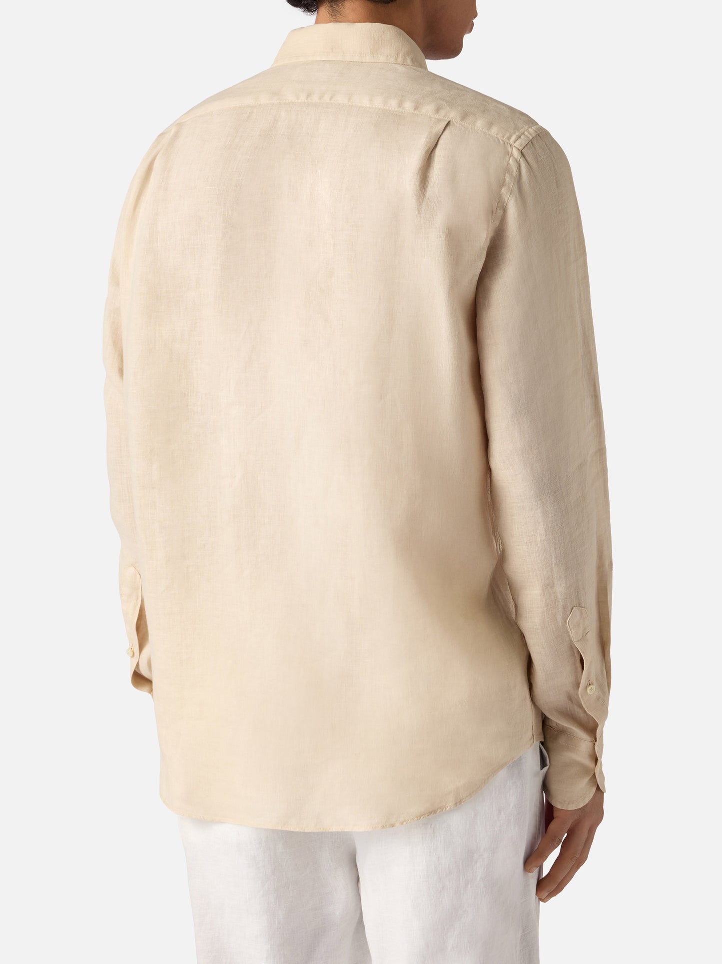 Chemise Raphael beige en lin avec teinture en pièce minérale 