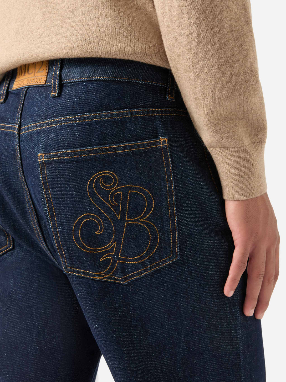 Dark blue Riverdale denim jeans with raw finish