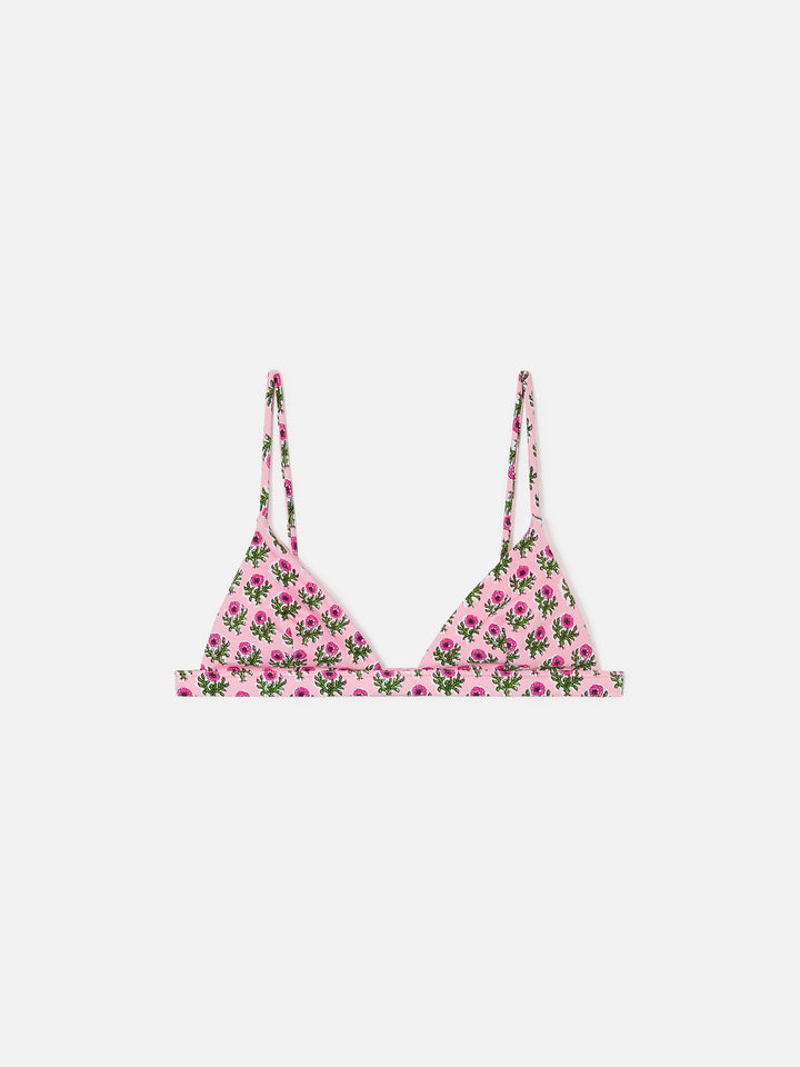 Top de bikini triangular con estampado floral Rylie 