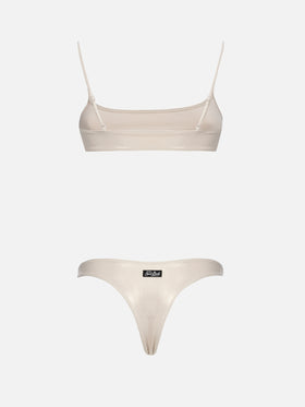 Gold laminated Sadie bralette bikini top