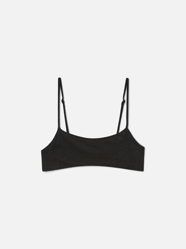 Sadie schwarzes Lurex-Bralette-Bikinioberteil 