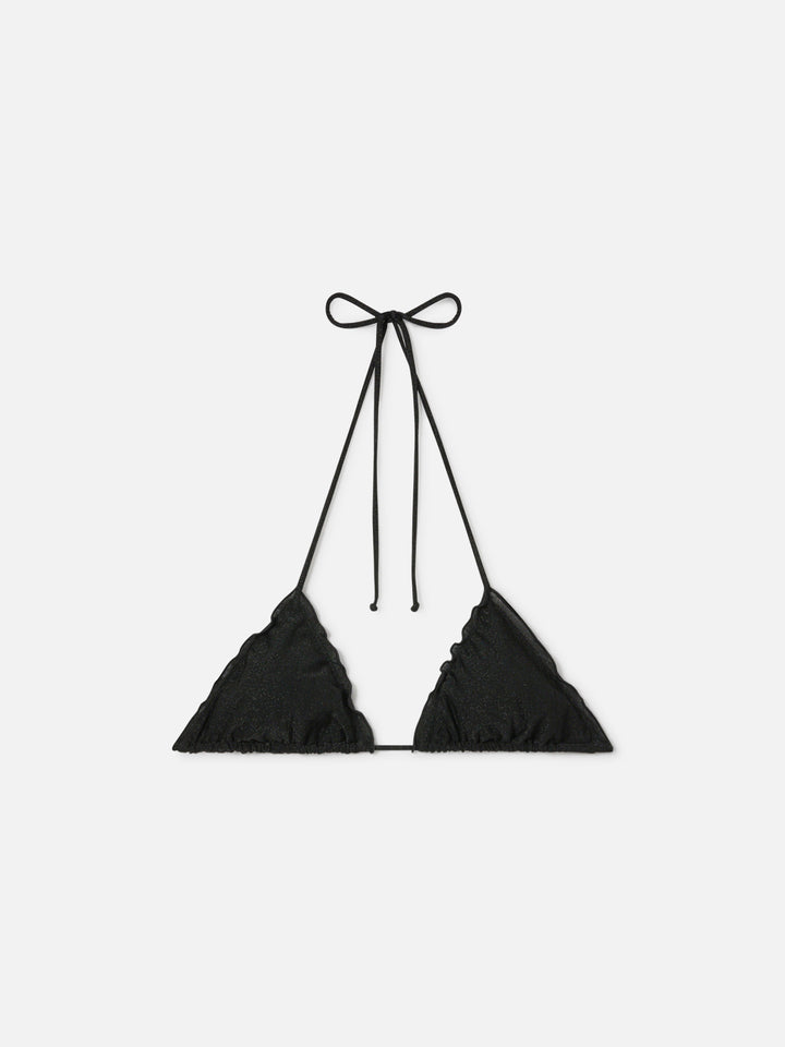 Sagittarius triangle bikini top in black lurex