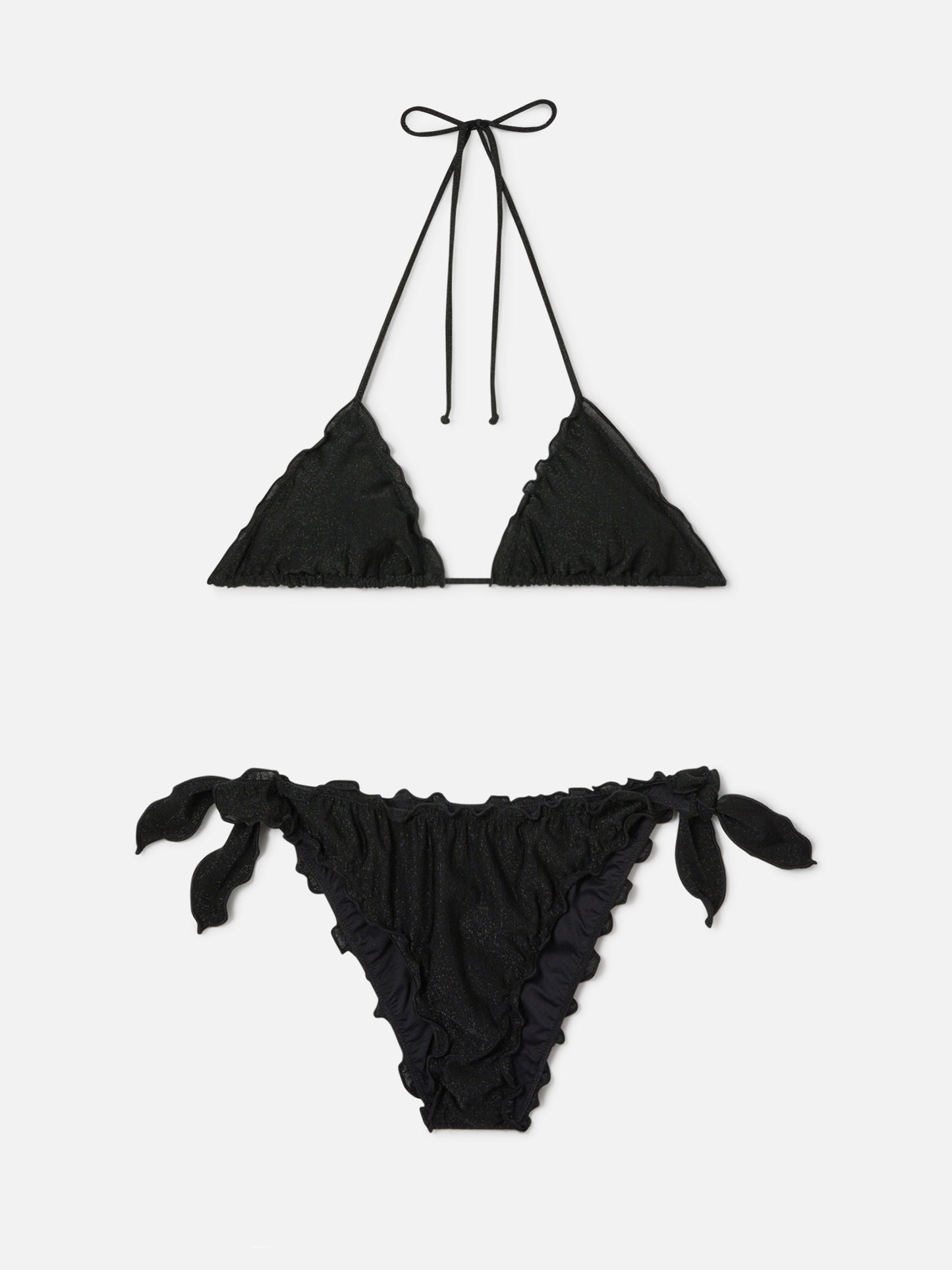 Sagittarius Moon Triangel-Bikini aus schwarzem Lurex 