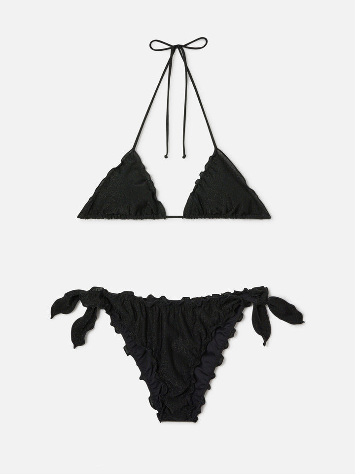 Sagittarius Moon triangle bikini in black lurex